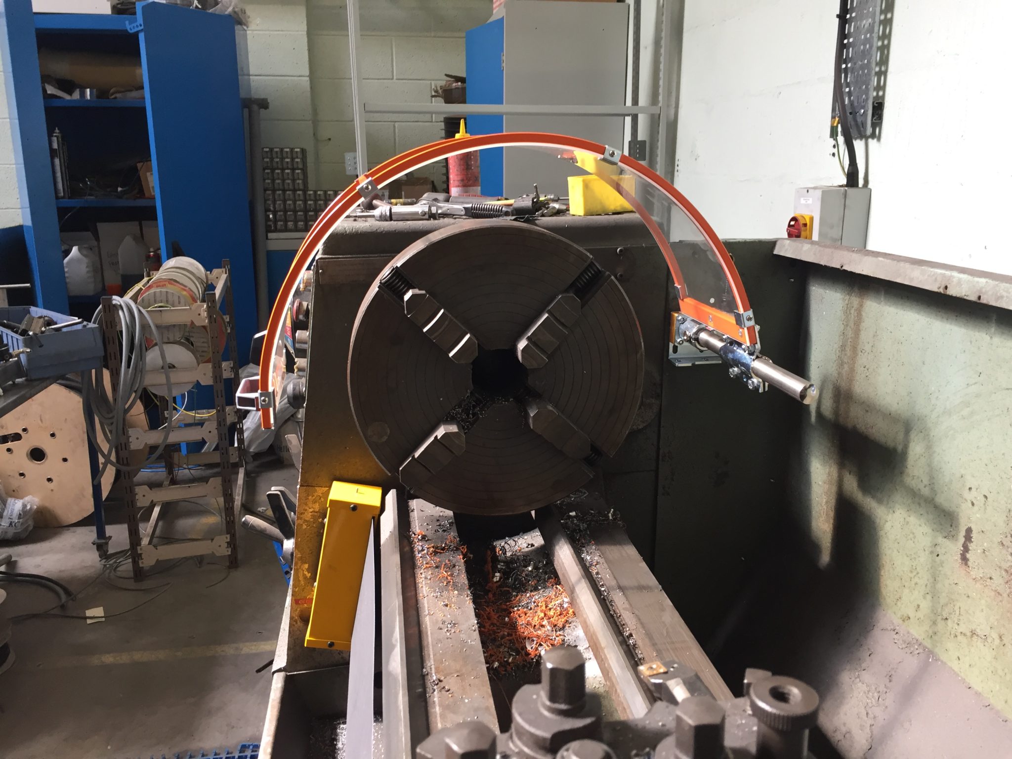 PTO 01 Curved Hinged Lathe Guards - Clear Machine Safety Ltd